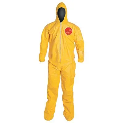 DuPont™ Tychem® 2000 Coveralls with Attached Hood and Socks, Yellow, 6X-Large, QC122TYL6X000400