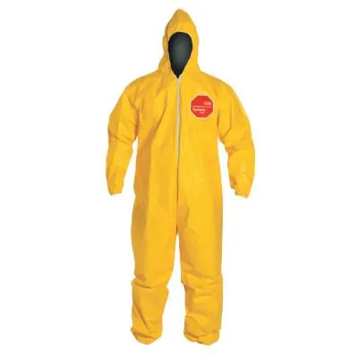 DuPont™ Tychem® 2000 Coveralls with Attached Hood, Serged Seams, Yellow, 3X-Large, QC127S-3XL