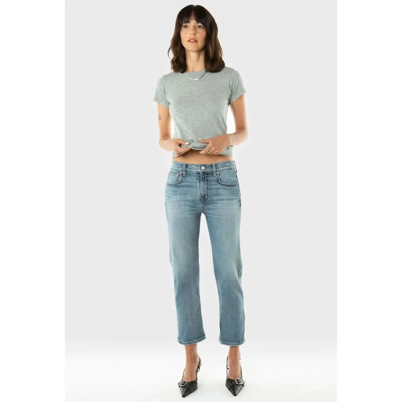 Etica Rae Mid Rise Straight Jeans