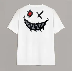 Evil Emoji Graphic White Print T-Shirt