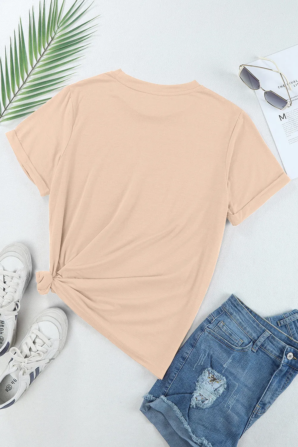 Explore More Collection - Bow Graphic Round Neck Short Sleeve T-Shirt