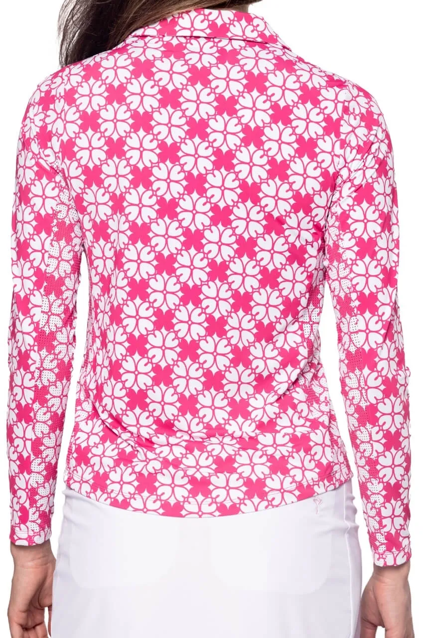 Floral Long Sleeve Cool Girl Polo