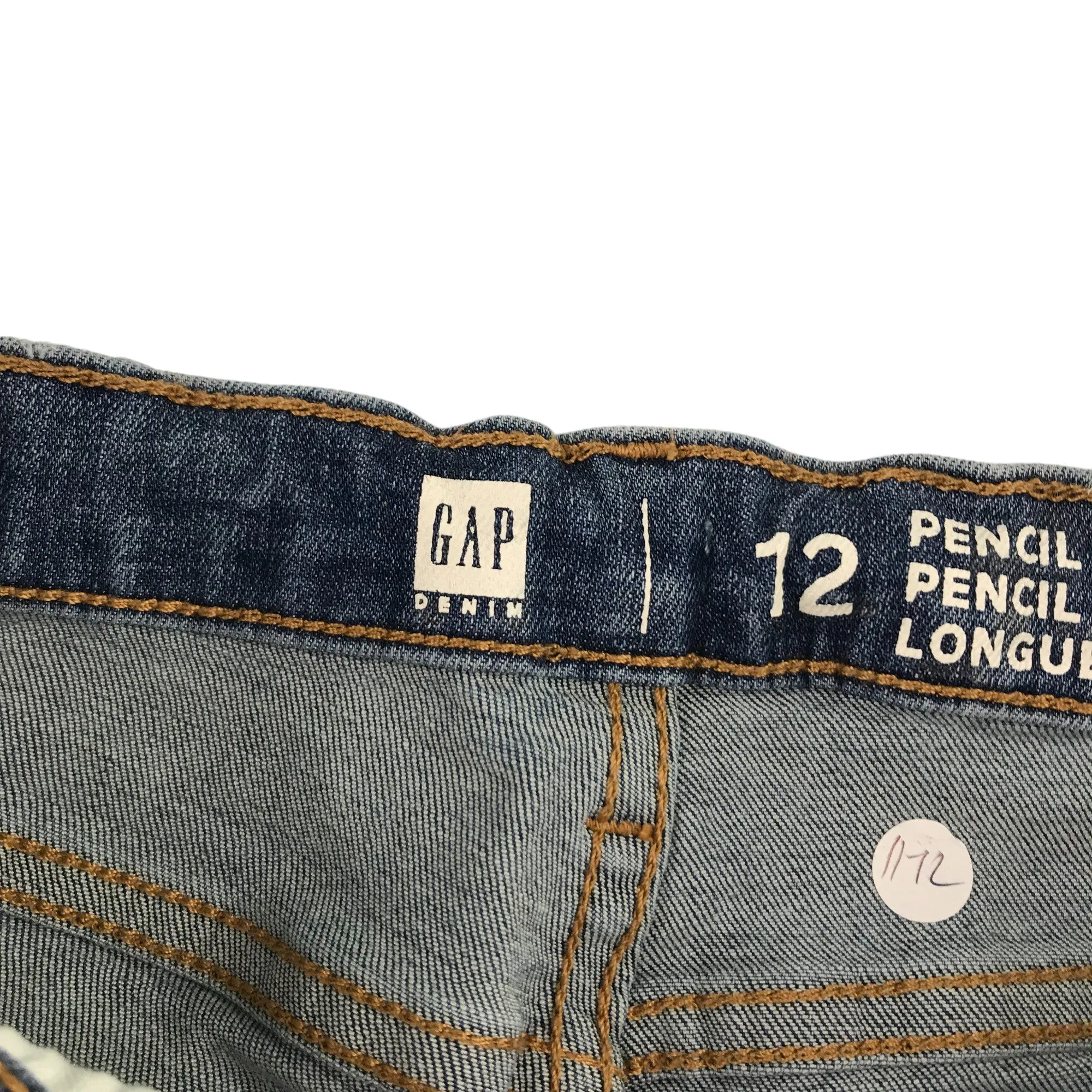 GAP jeans 12 years blue pencil leg worn effect stretchy