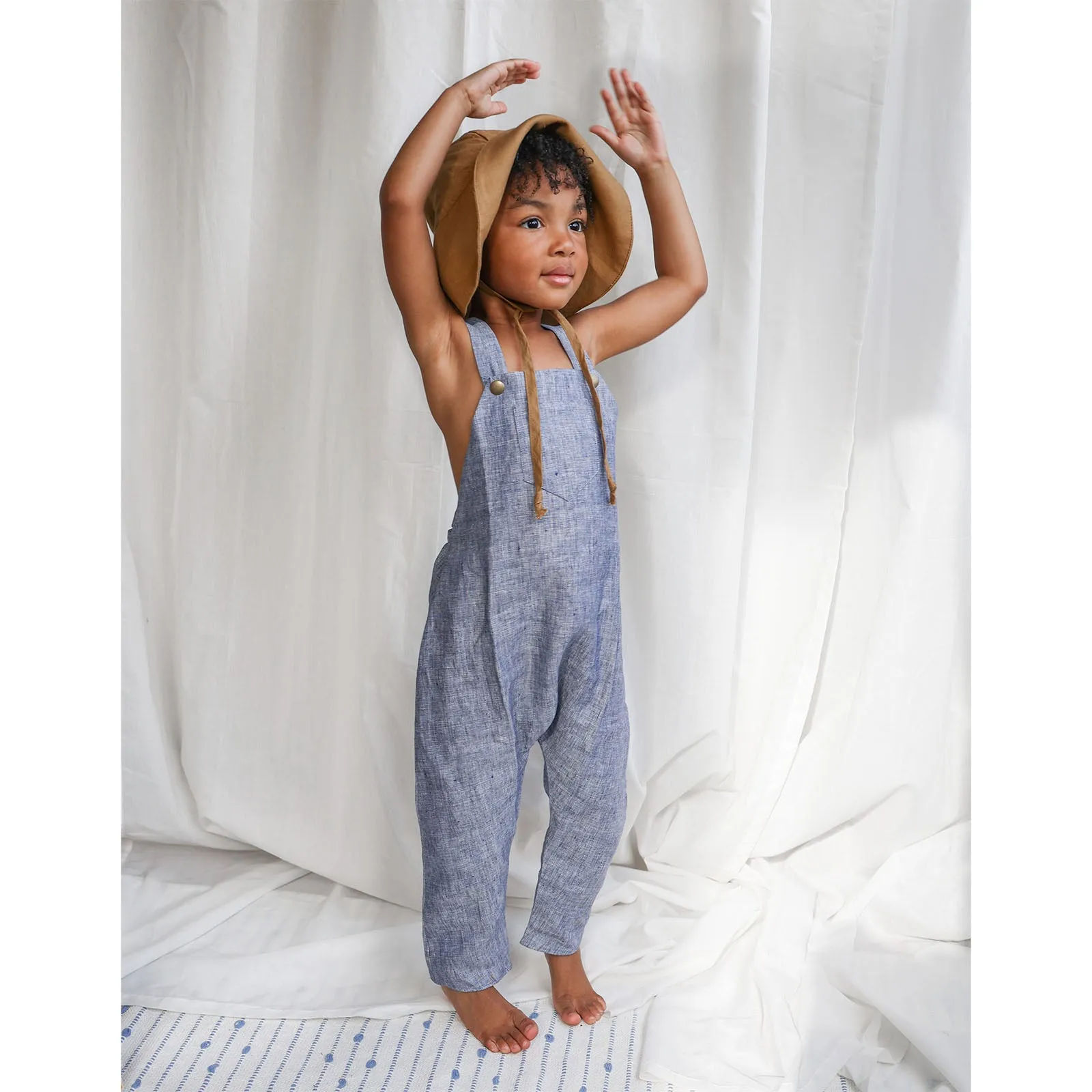 Heron Blue Linen Overalls