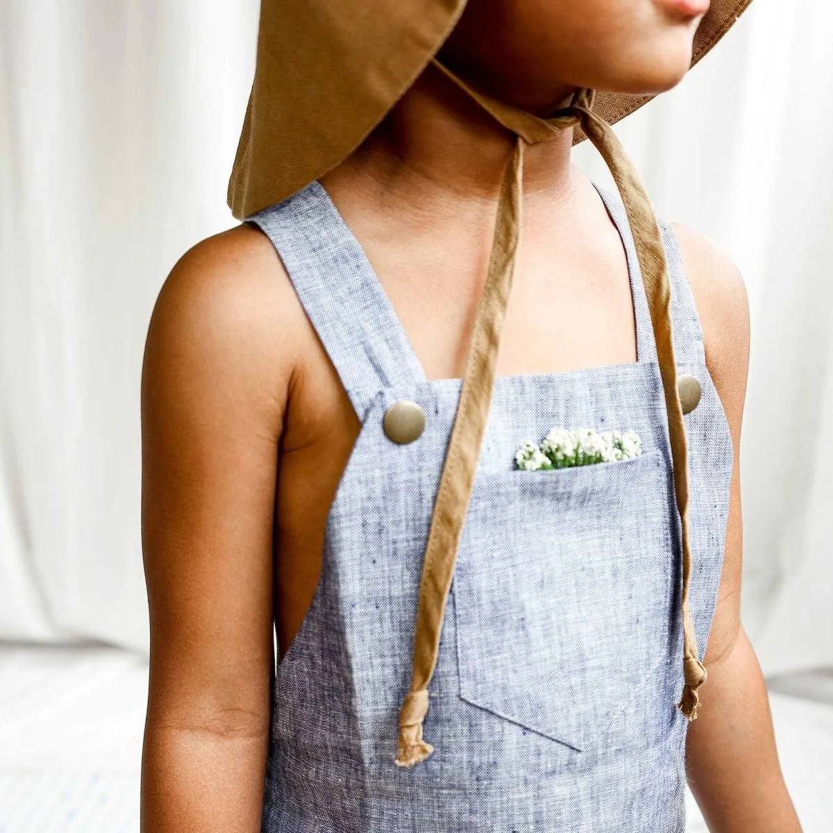 Heron Blue Linen Overalls