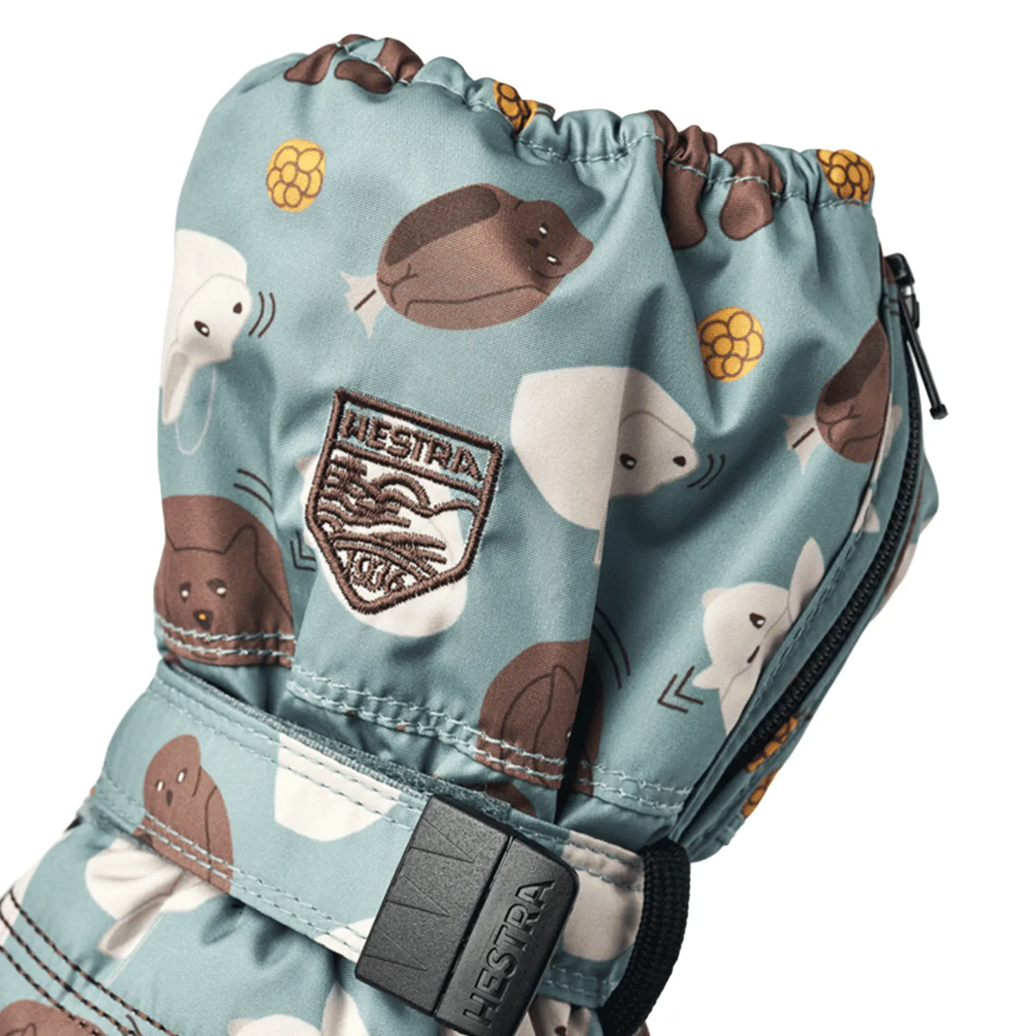 Hestra Kids Baby Zip Long Mitt Sea Blue Print