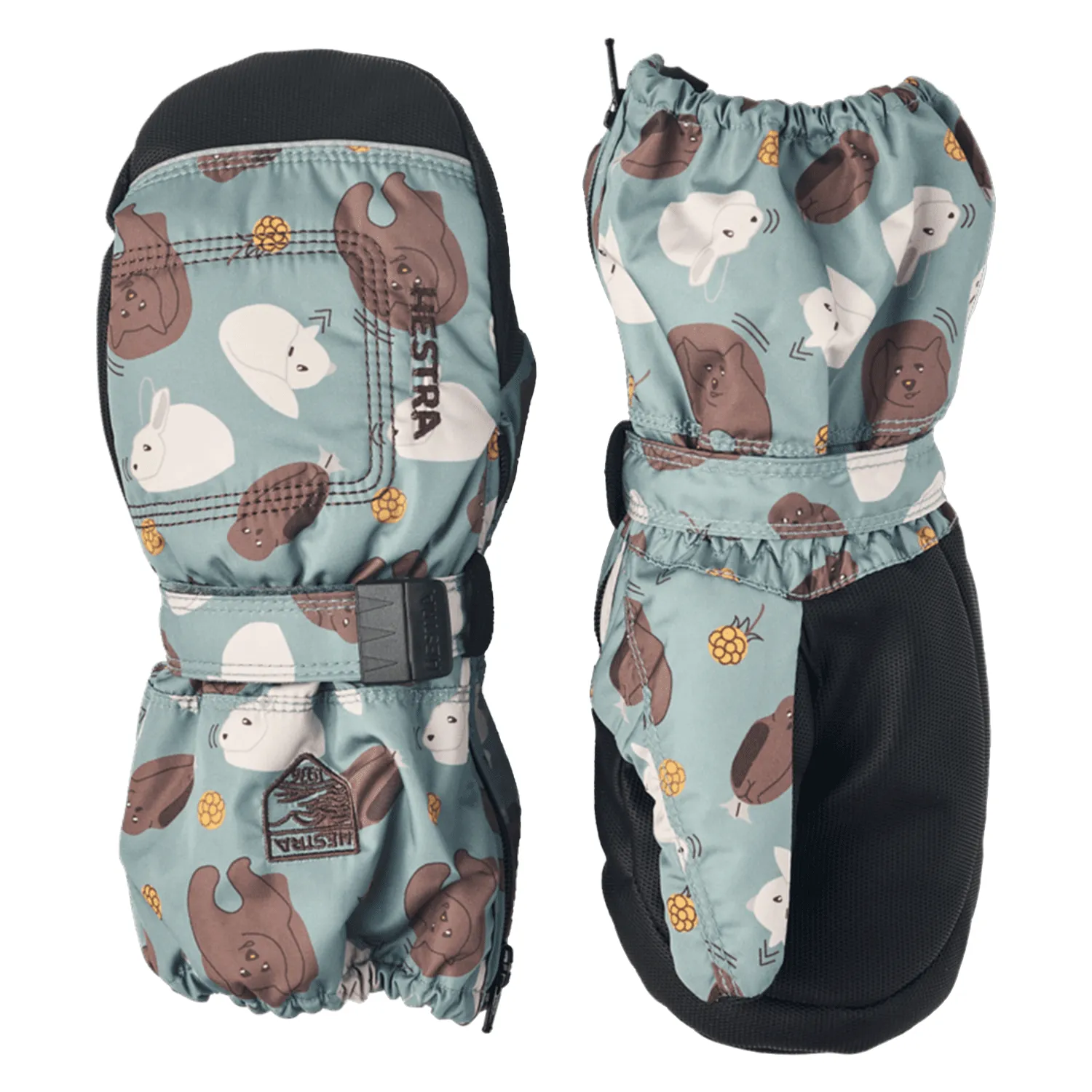 Hestra Kids Baby Zip Long Mitt Sea Blue Print