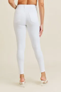 High Rise Frayed Hem Skinny Jeans