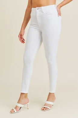 High Rise Frayed Hem Skinny Jeans