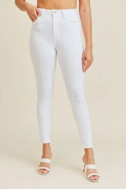 High Rise Frayed Hem Skinny Jeans