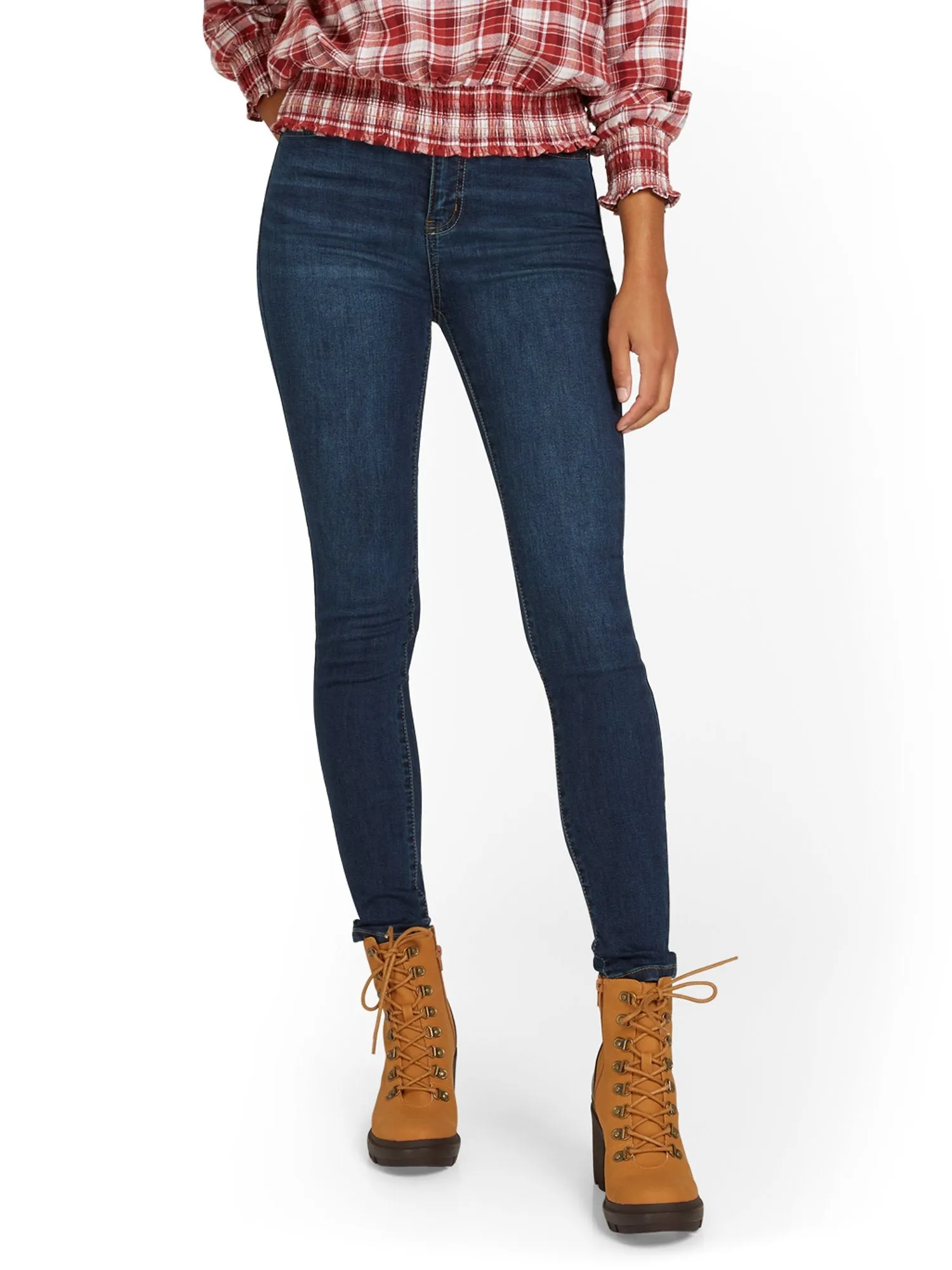 High-Waisted Curvy Essential Skinny Jeans - Moonlight Blue Wash