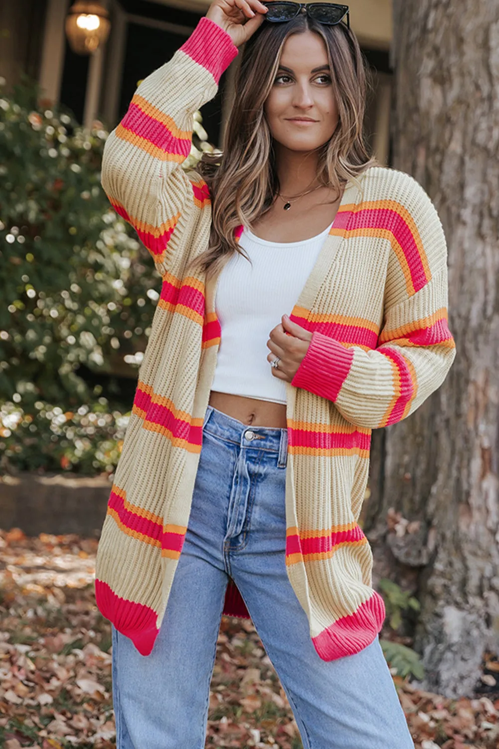 Josephine Stripe Long Knitted Cardigan