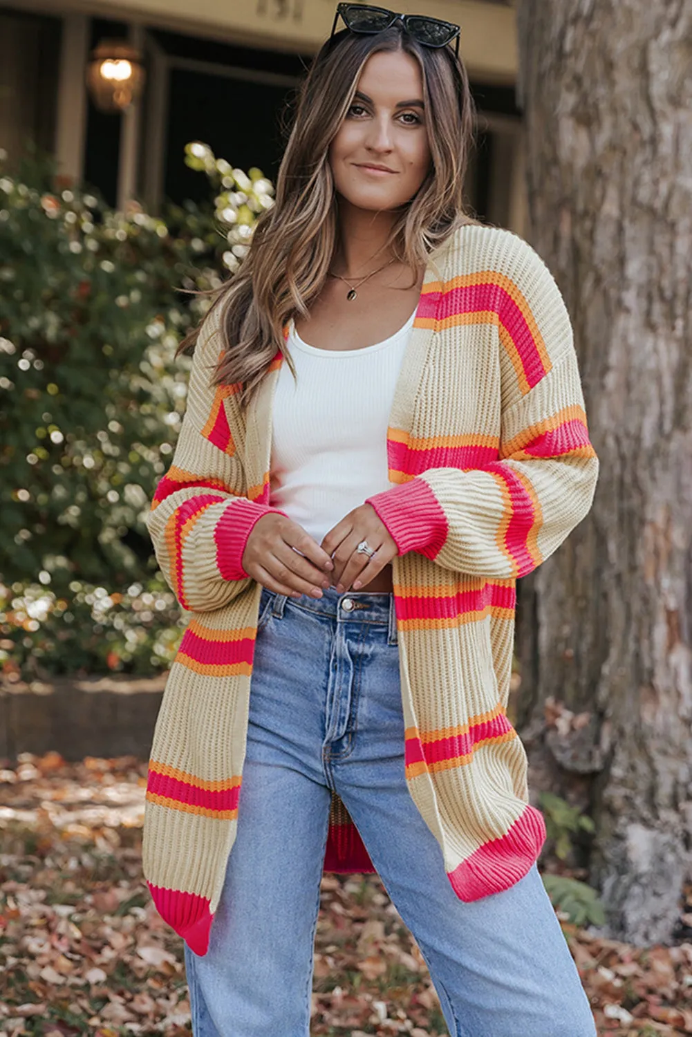 Josephine Stripe Long Knitted Cardigan