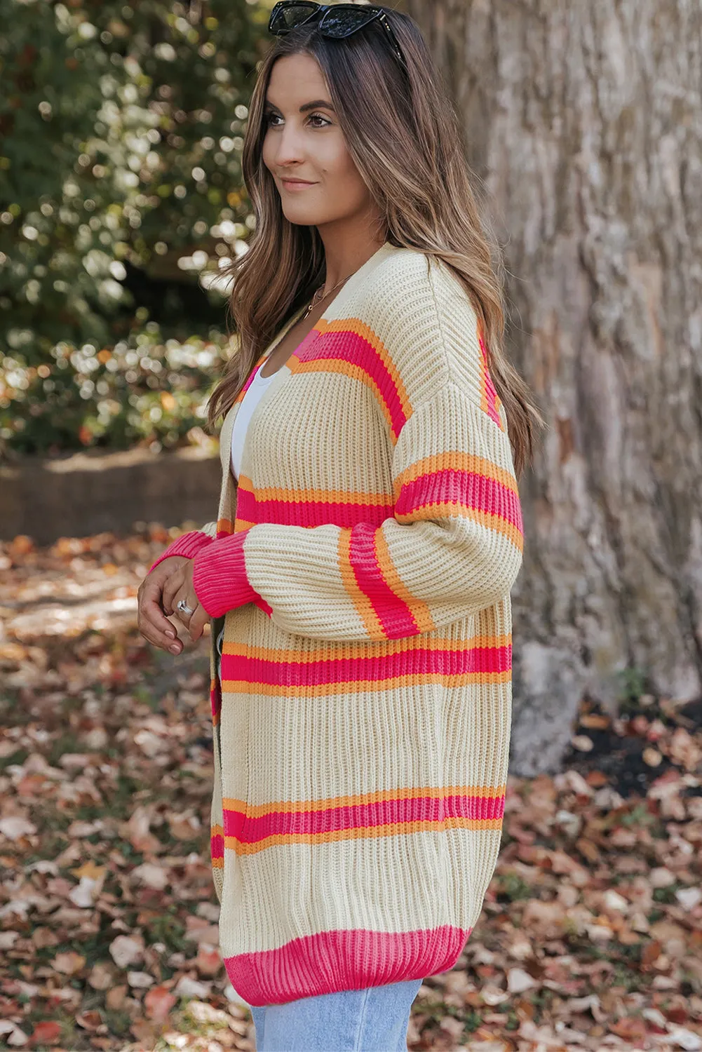 Josephine Stripe Long Knitted Cardigan