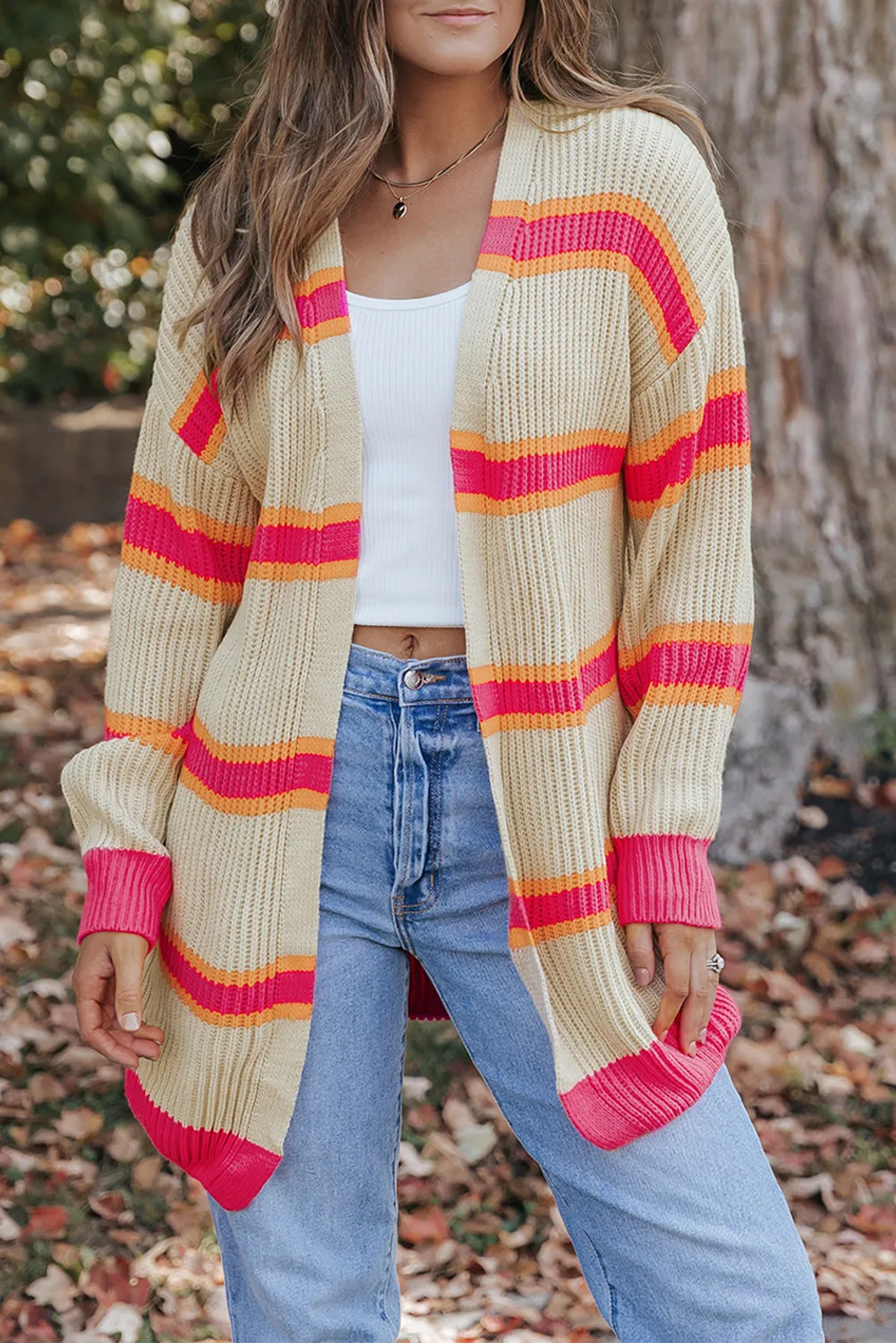 Josephine Stripe Long Knitted Cardigan