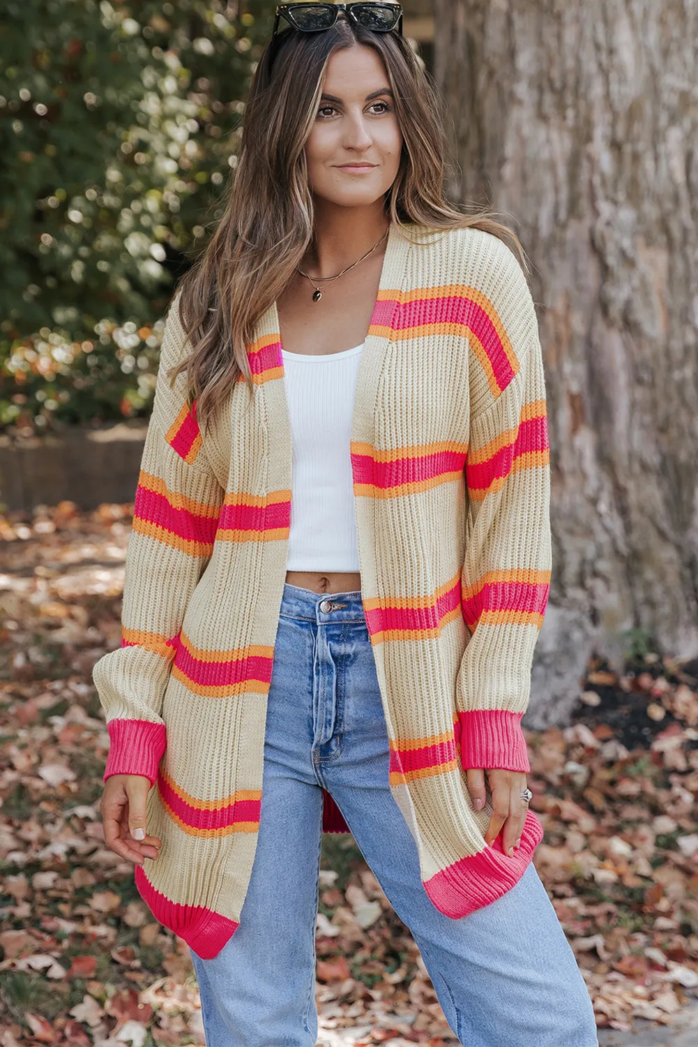 Josephine Stripe Long Knitted Cardigan