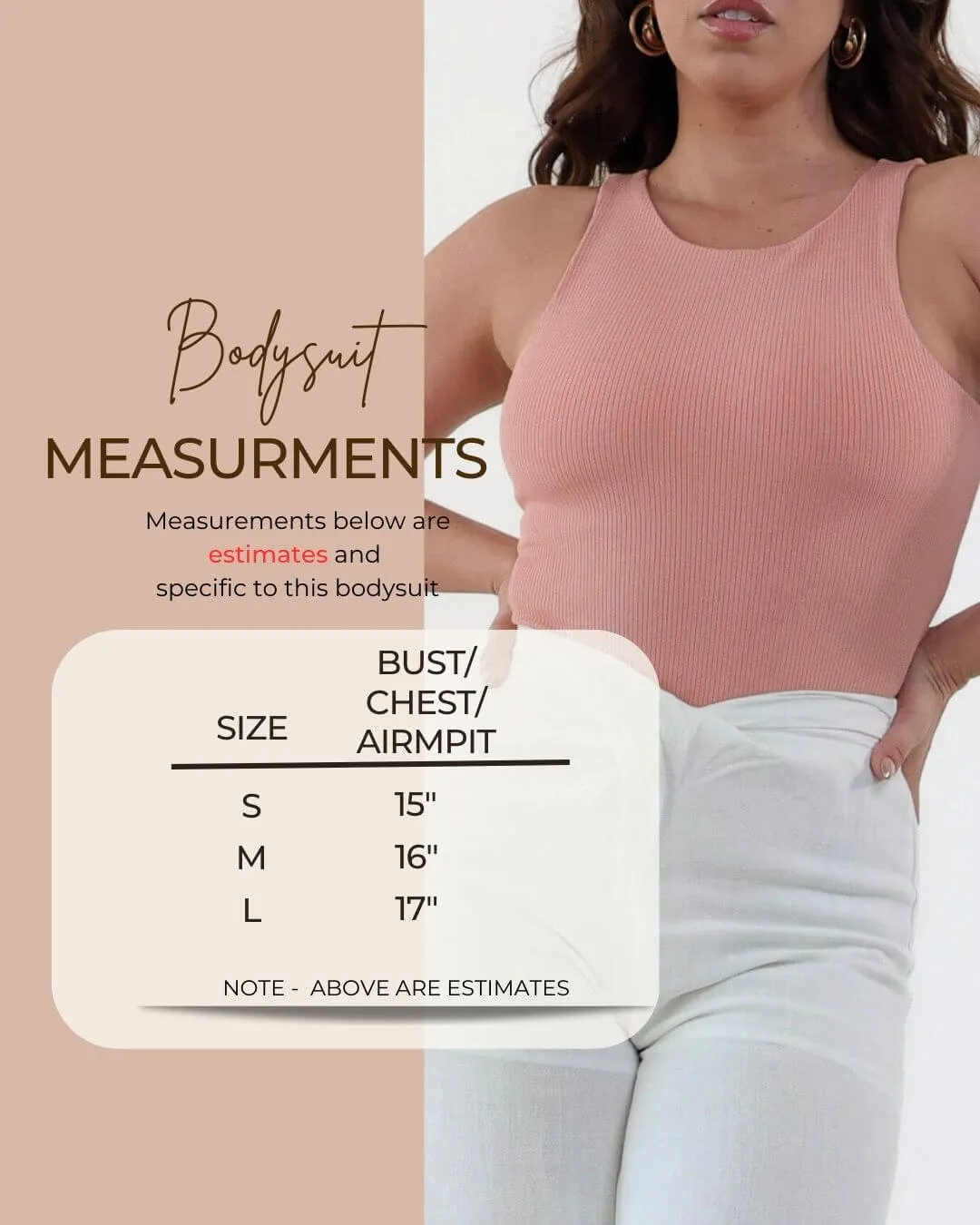 Martina’s Peach Ribbed Comfortable Women’s Bodysuit