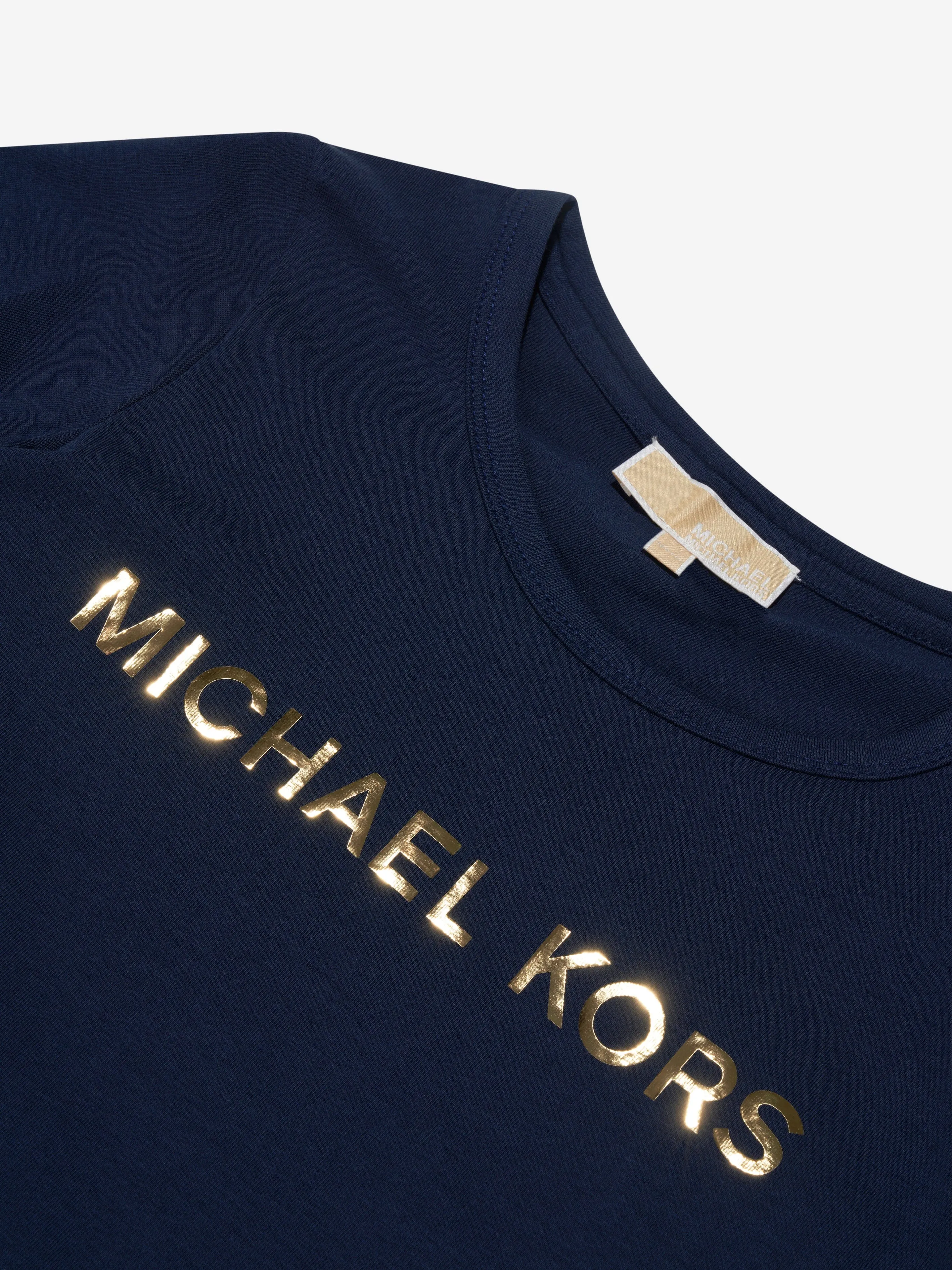 Michael Kors Girls Logo Print T-Shirt in Navy