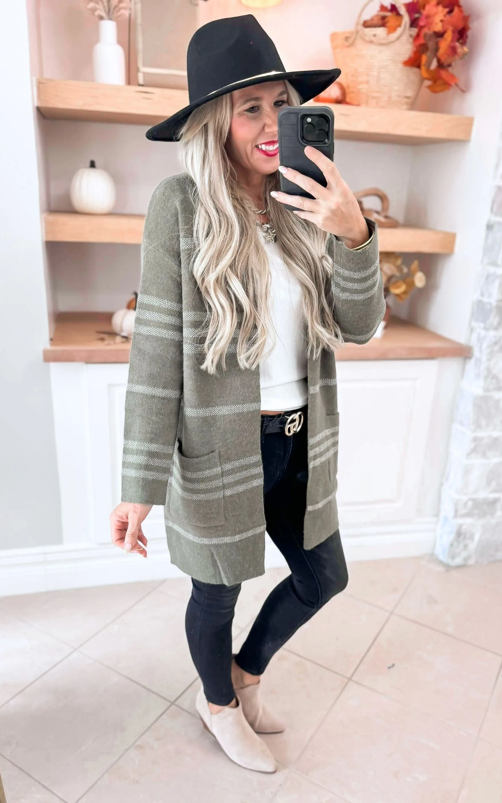 Mossy Grove Olive Stripe Cardigan