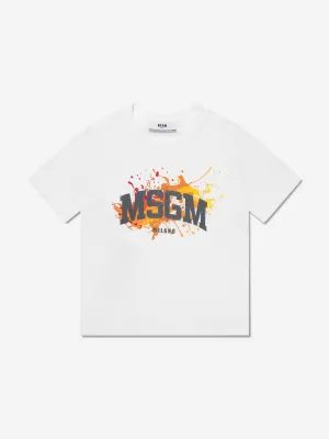 MSGM Boys Logo Print T-Shirt in White