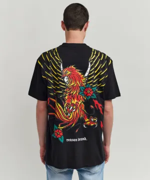 Phoenix Short Sleeve Graphic Print Tee - Black