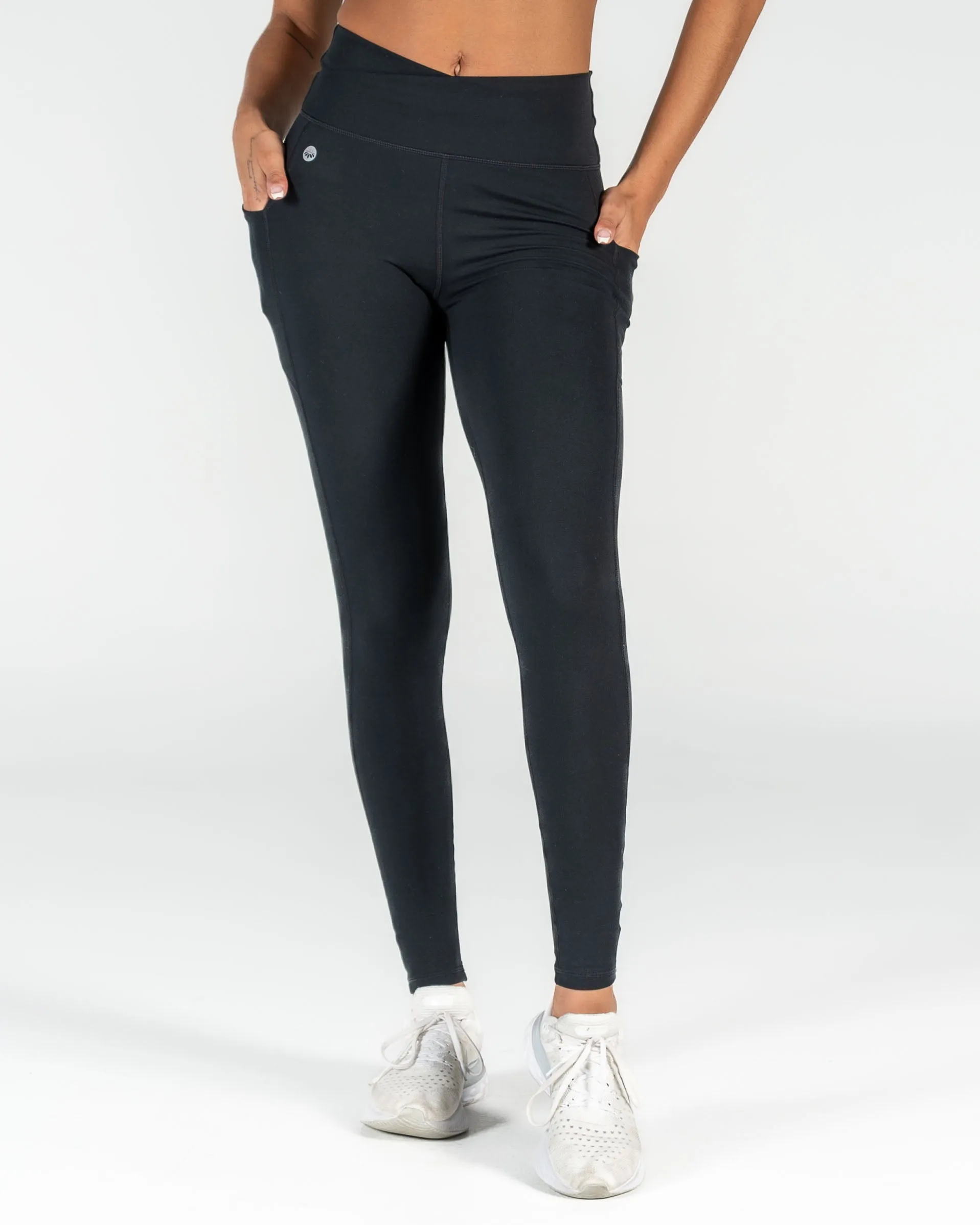 Skin Wrap Front Leggings - Black