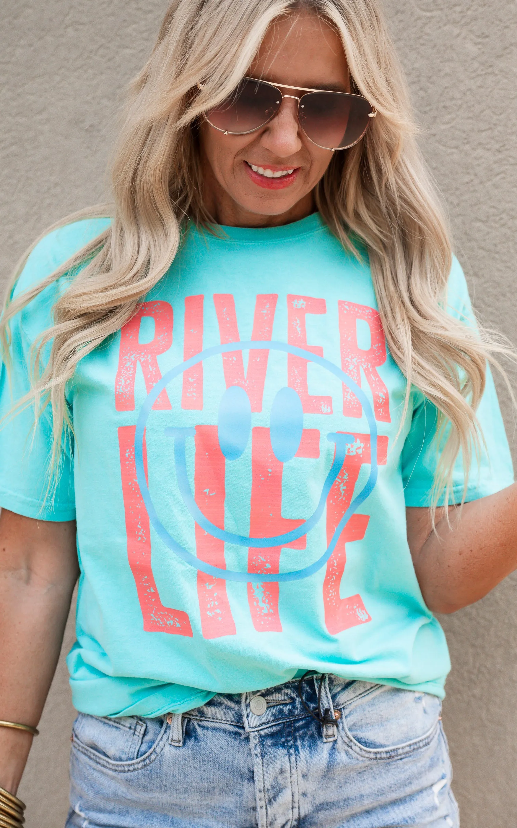 Smile River Life Dyed Graphic T-shirt