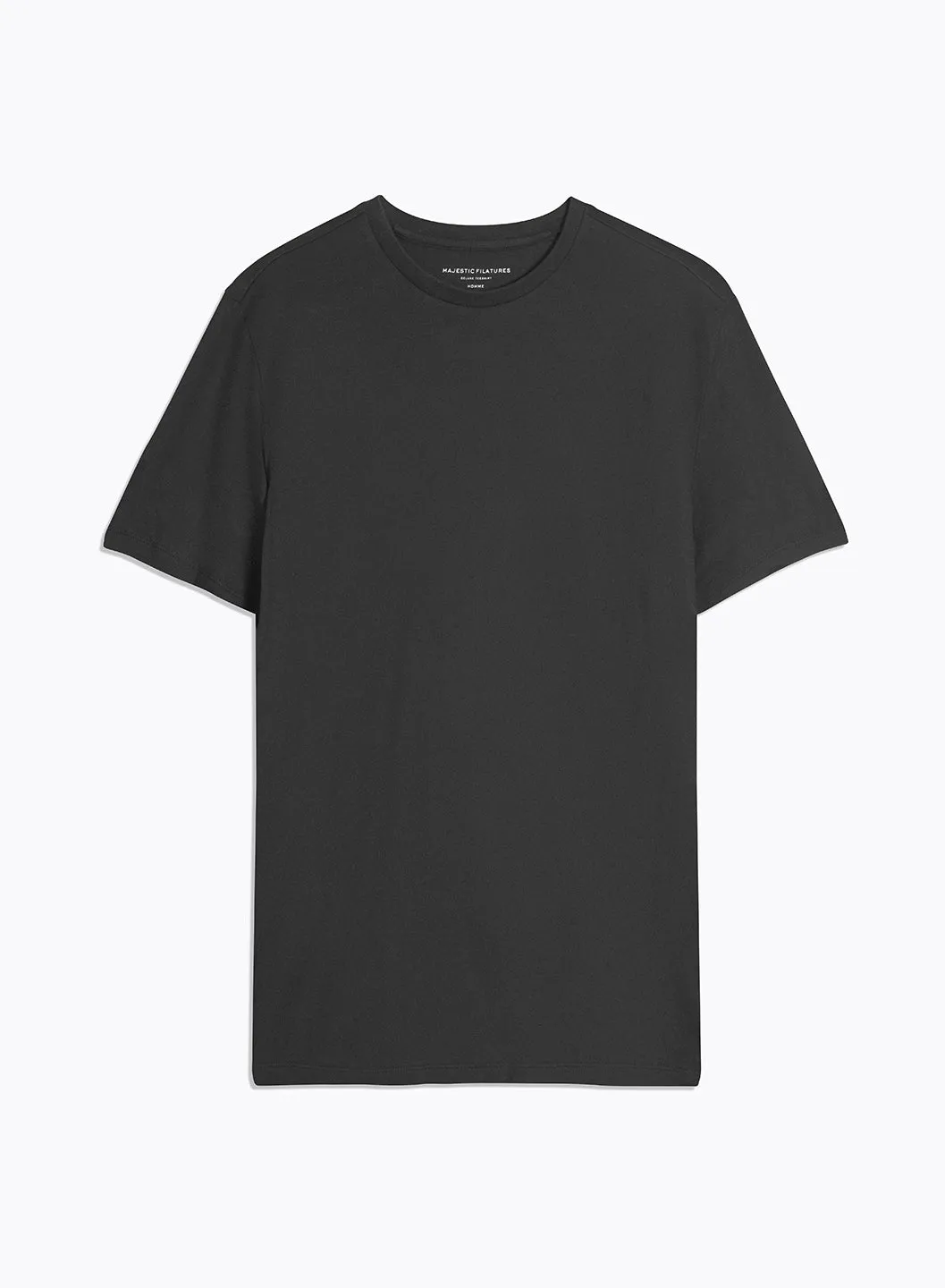 T-shirt Noir Col Rond Manches Courtes en Coton et Cachemire