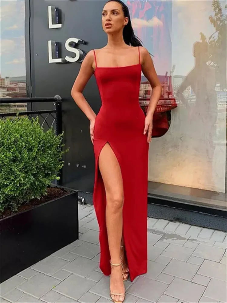 TastyHottie - Sexy Spaghetti Strap Bandage Slit Dress