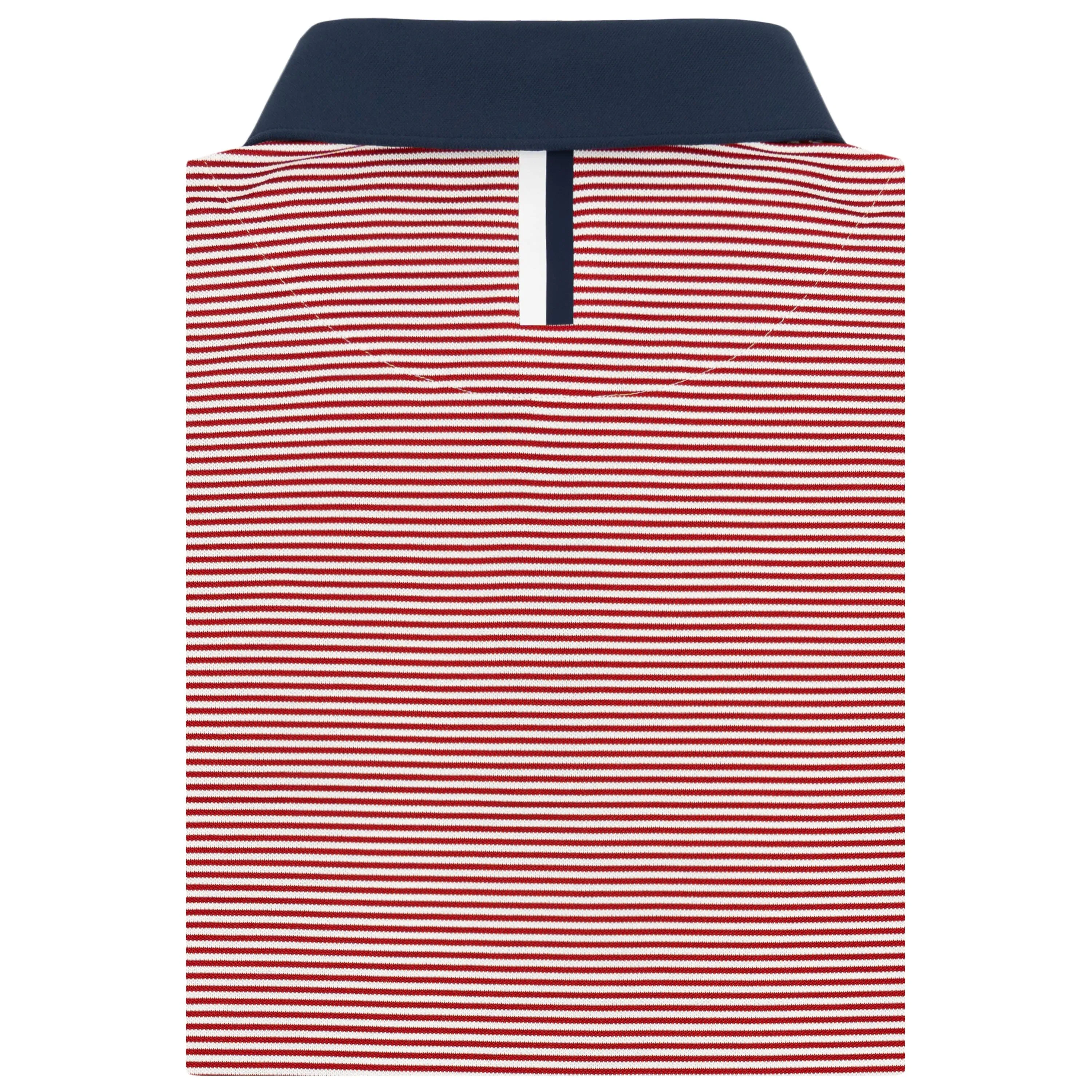 The Crispy Stripe Pique |  Performance Polo | The Crispy Stripe - Cardinal Red/White - Fleet Navy