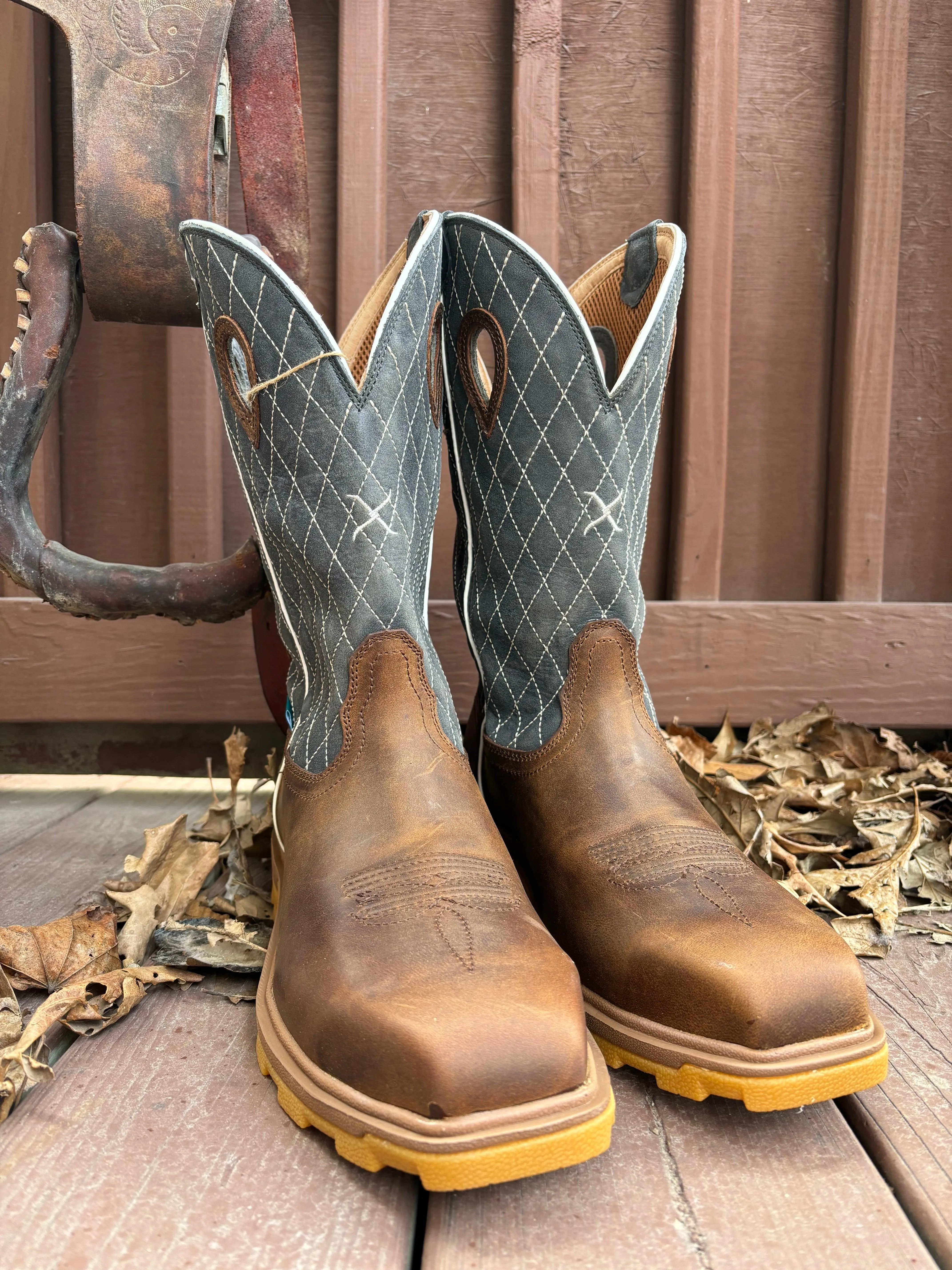 Twisted X Men's Bomber & Blue Waterproof Nano Toe Cowboy Work Boots MULNW02