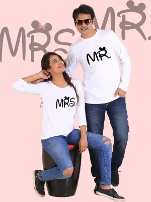 United Hearts 'Mr. & Mrs.' White Full-Sleeve Couple Tees