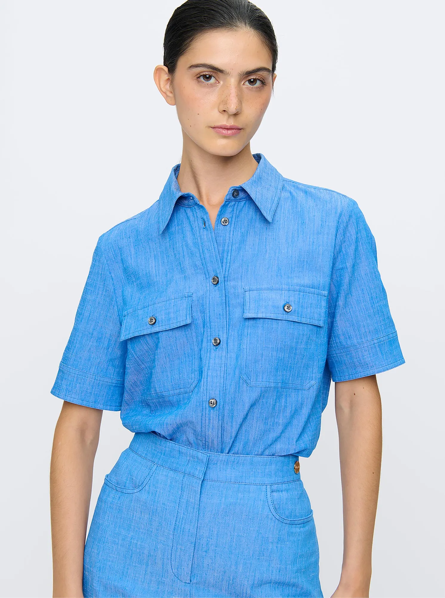 VESPER Stretch Denim Shirt Blue Indigo