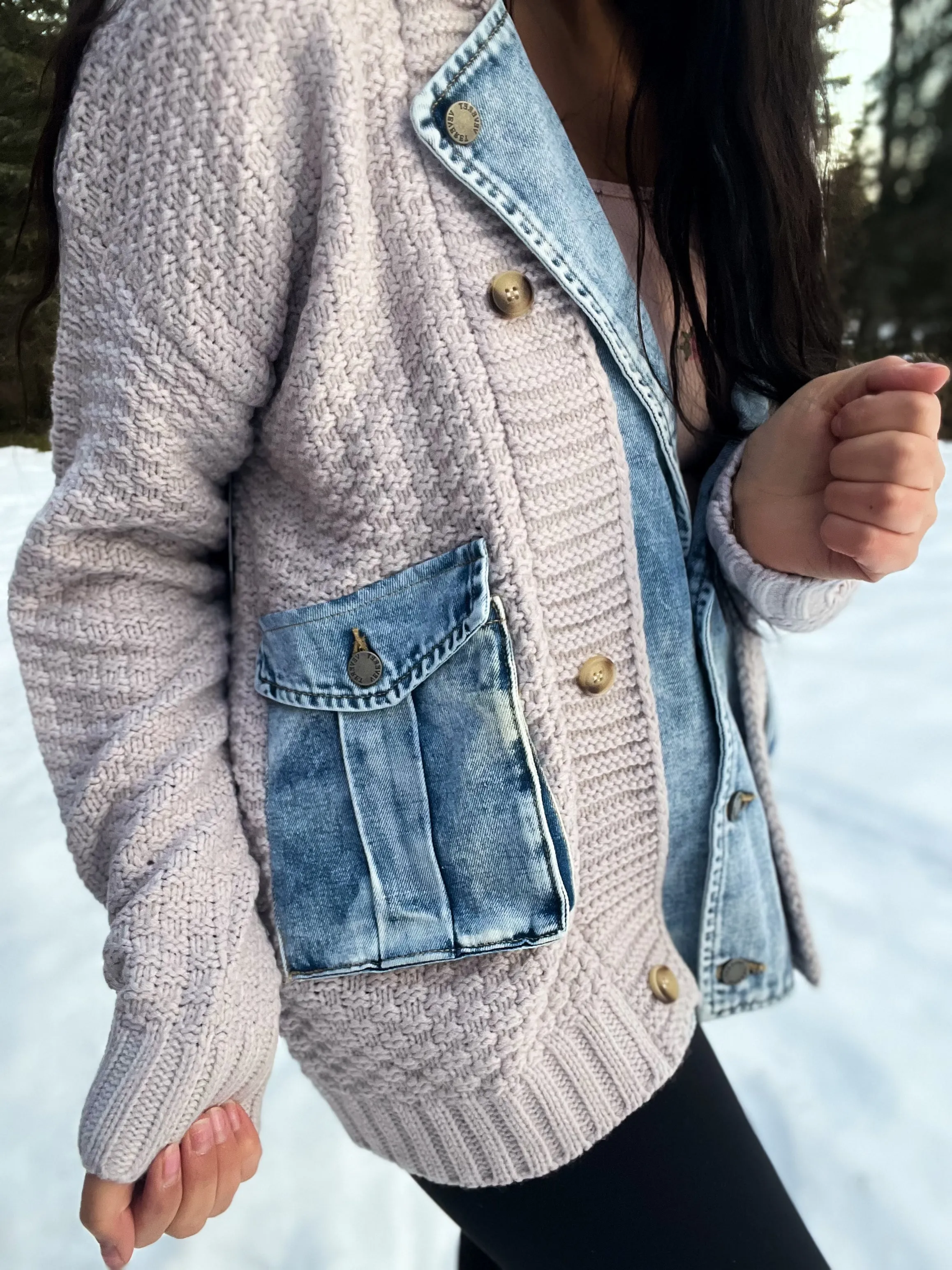 When It’s Cold Outside Knit Denim Layered Jacket