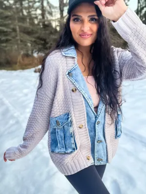 When It’s Cold Outside Knit Denim Layered Jacket