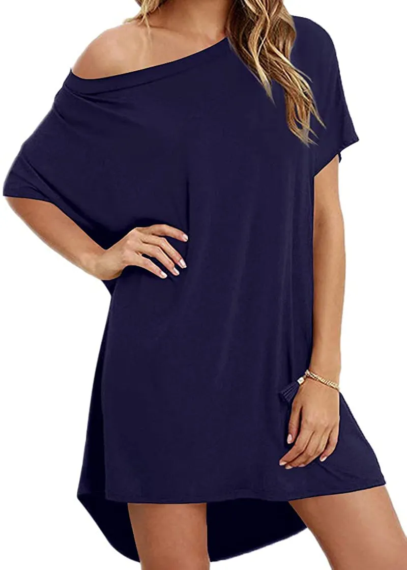 Women Loose T Shirts Home Short Shirt Mini Dresses Tops