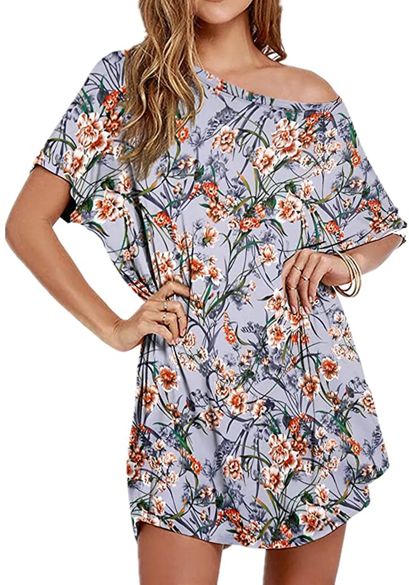 Women Loose T Shirts Home Short Shirt Mini Dresses Tops