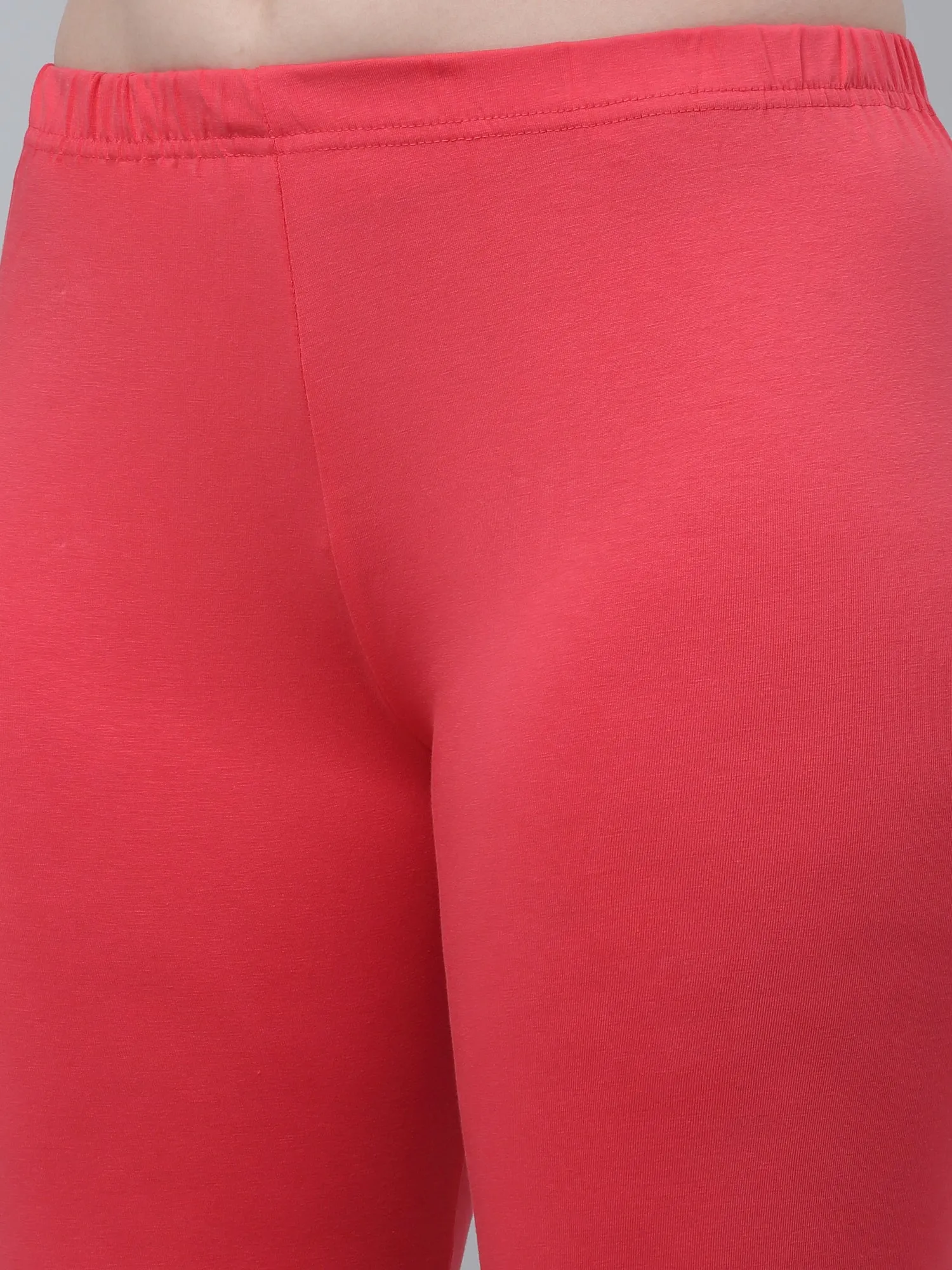 Women's Casual Skinny Fit Coral  Mid rise Leggings