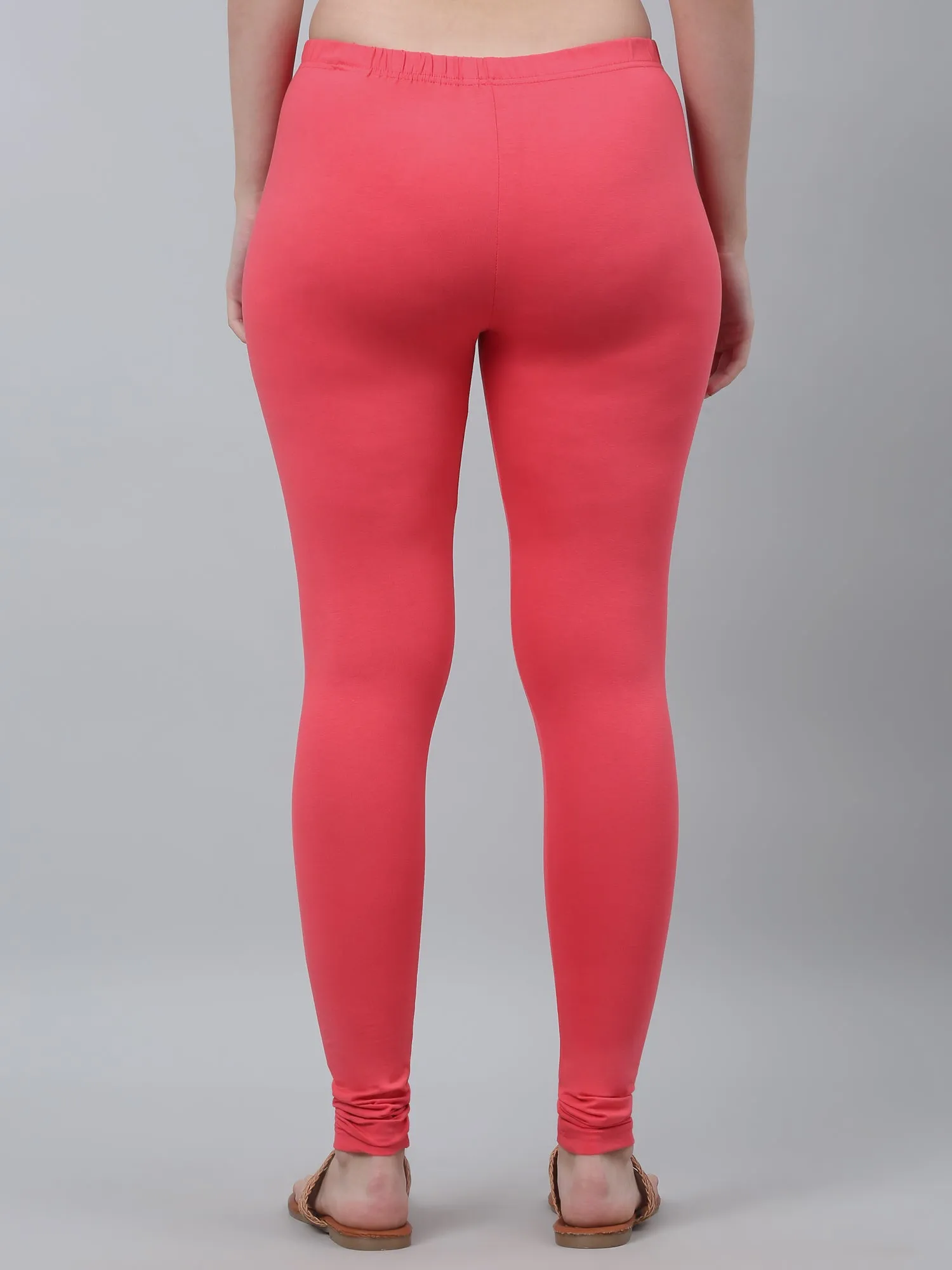 Women's Casual Skinny Fit Coral  Mid rise Leggings