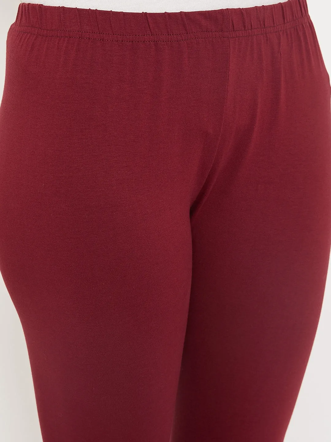 Women's Casual Skinny Fit Maroon  Mid rise Leggings