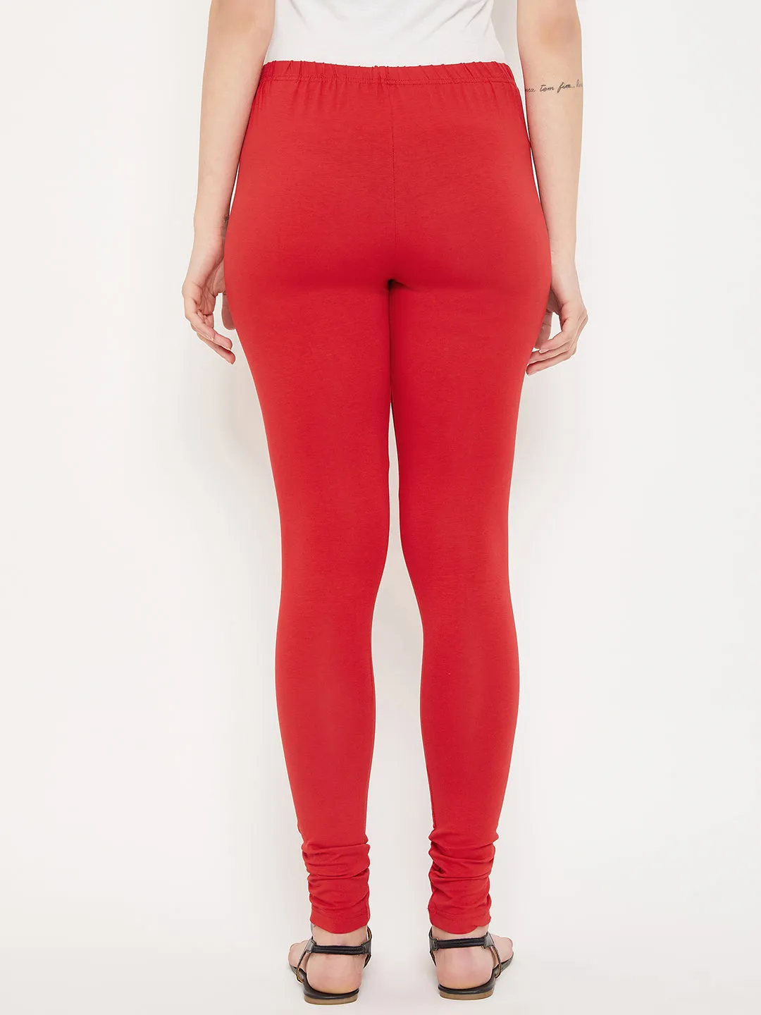 Women's Casual Skinny Fit Red  Mid rise Leggings